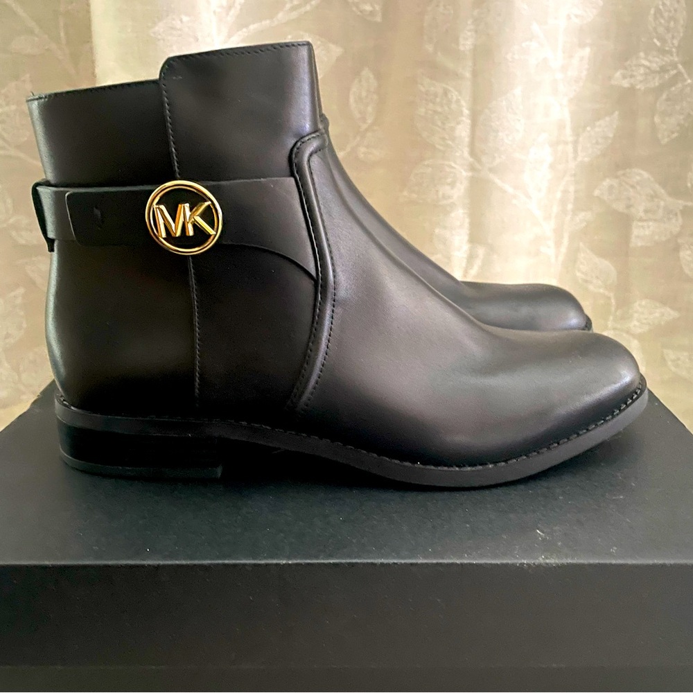 Michael Kors Black Ankle Boots with Gold Hardware